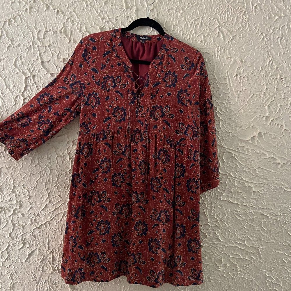 Madewell "Silk lace-up dress in Assam Floral"
